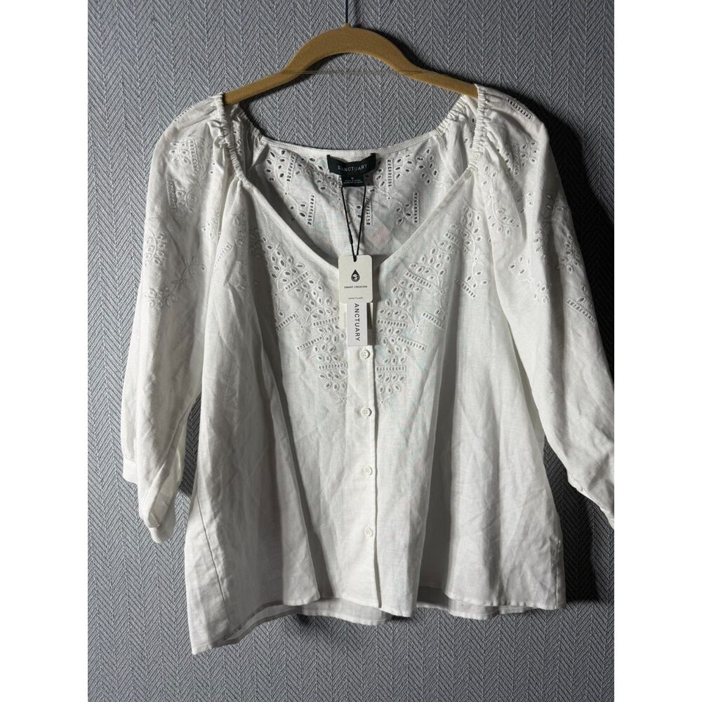 NWT SANCTUARY White eyelet button up blouse